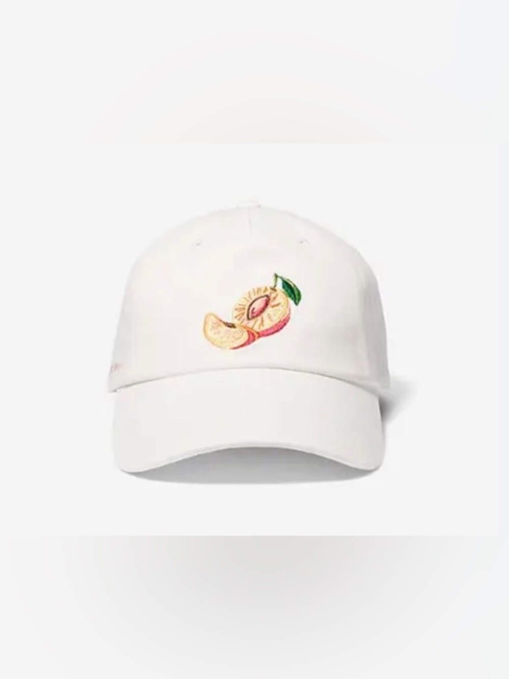 New - Michael Kors White Peach Embroidered Baseball Cap 🍑